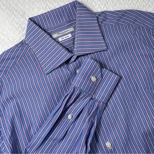 Camicissima Slim Fit Blue/Red/White Striped Button Down Dress Shirt Size 41/16